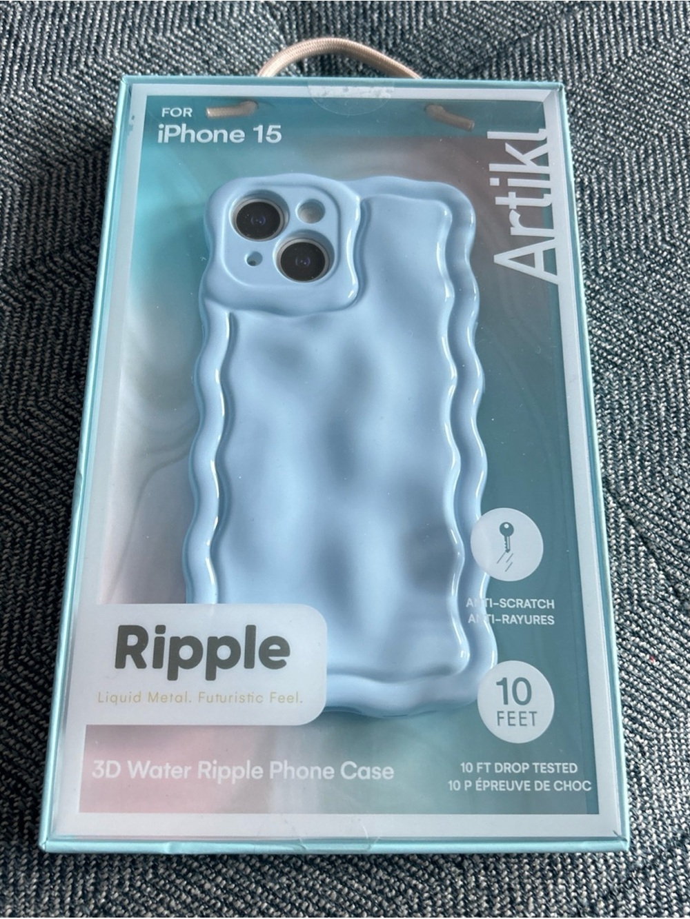 Artikl 3D Water Ripple Case Blue Anti-Scratch for iPhone 15- 10 FT Drop Tested